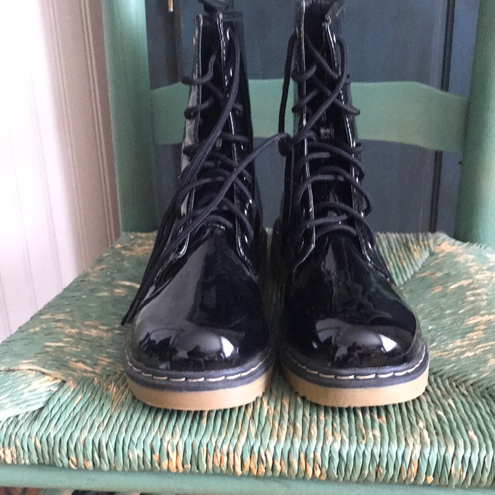 Patent Leather Looking ankle boots